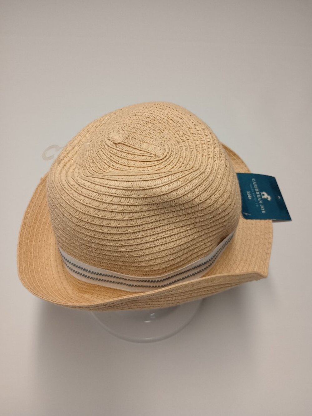 Caribbean Joe Island Supply Co. Kids Straw Hat Blue and White Band– NWT